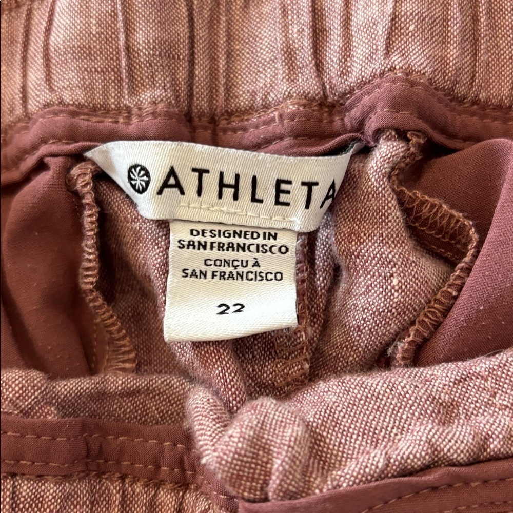 Athleta Cabo Linen Wide Leg High Waisted Cropped Pants Women's Plus Size 22 EUC - Picture 6 of 12